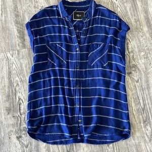 Navy and white stripe lightweight flannel cap sleeve Shirt